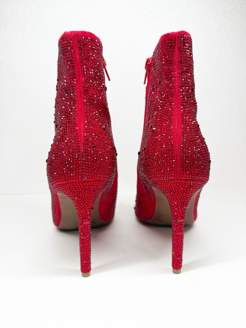 INC Red Rhinestone Bling Stiletto Ankle Boots - Picture 9 of 13